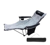 POEPORE Chaise de Camping Pliante avec Repose-Pieds Inclinable Pliable Dossier Réglable à 4 Positions Chaises Pliantes Adultes avec Sac réfrigérateur et Coussin en Coton Pique-Nique Plage Noir