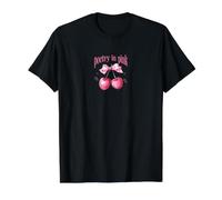 Poésie en Cerises Roses T-Shirt Graphique avec Valeur, Homme, Noir, M