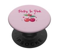 Poésie en Coquette Rose cœur Cerises et cœurs PopSockets PopGrip Adhésif