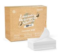 Poesie Lot de 160 feuilles de détergent à lessive au parfum de lait de noix de coco sans plastique portables pour le lavage des vêtements essentiels en intérieur et en extérieur