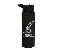 Poète et écrivain drôle le plus cool du monde | Poetcore Stainless Steel Insulated Water Bottle