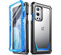 Poetic Coque Guardian conçue pour OnePlus 9 Pro 5G, protection d'écran intégrée avec carte d'identification, coque intégrale hybride antichoc, bleu/transparent