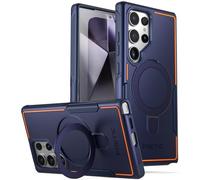 Poetic Coque néon Compatible avec Galaxy S24 Ultra 6,8", Anneau magnétique, Double Couche, Robuste, Fine, résistante aux Chocs, Bleu Marine