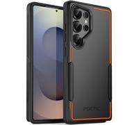 Poetic Coque néon pour Samsung Galaxy S25 Ultra 5G, Double Couche, Robuste, légère, Fine, résistante aux Chocs, Orange/Noir