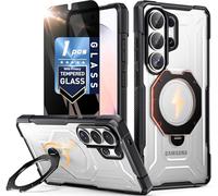 Poetic Coque pour Galaxy S26 Ultra | Anneau magnétique rotatif à 360° | Protection d'écran en verre trempé | Coque de protection anti-chute de qualité militaire | Compatible avec MagSafe | Noir
