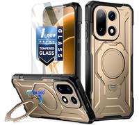 Poetic Coque pour OnePlus 15, compatible avec MagSafe | Anneau magnétique rotatif à 360° | Coque de protection de qualité militaire résistante aux chutes | Protection d'écran en verre trempé | Or