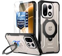 Poetic Coque pour OnePlus 15, compatible avec MagSafe | Anneau magnétique rotatif à 360° | Coque de protection de qualité militaire résistante aux chutes | Protection d'écran en verre trempé | Noir