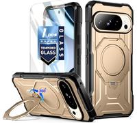 Poetic Coque pour Pixel 10 Pro/Pixel 10 | Anneau magnétique rotatif à 360° | Compatible avec MagSafe | Coque de protection de qualité militaire anti-chute | Protection d'écran en verre trempé | Or