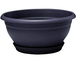 Poétic- Coupe Pot de Fleurs - Coupe Ronde d'extérieur avec Soucoupe clipsée - Coupe pour Composition - Coloris Noir Violine - Ø30,5 x H15 cm - en Plastique recyclé
