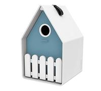 POETIC/ EMSA - Nichoir à oiseaux - Nichoir d'extérieur - Maison à oiseaux décorative pour jardin - Imperméable et résistant aux intempéries - A suspendre ou à fixer - Coloris Blanc et bleu