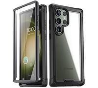 Poetic Guardian Coque compatible avec Galaxy S23 Ultra 5G 6,8", protection d'écran intégrée avec identification d'empreintes digitales, coque de protection intégrale hybride antichoc, noir/transparent