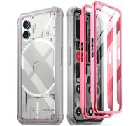 Poetic Guardian Coque Compatible avec Nothing Phone 2 6,7" [testé Contre Les Chutes de 6,1 m de qualité Mil], Coque Hybride intégrale Antichoc avec Protecteur d'écran intégré, Rose/Transparent