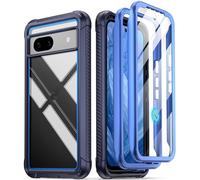 Poetic Guardian Coque compatible avec Pixel 8A 5G (2024), protection d'écran intégrée [fonctionne avec identification d'empreintes digitales], [2 cadres avant] coque intégrale antichoc transparente,