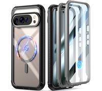 Poetic Guardian Coque intégrale antichoc et transparente pour Google Pixel 10 Pro XL 5G, avec protection d'écran intégrée, identification d'empreinte digitale, 2 cadres avant, charge sans fil, noir