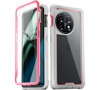 Poetic Guardian Coque pour OnePlus 11 5G 6,7" (2023) [testé contre les chutes de 6 m, de qualité Mil-Grade Testé], coque antichoc intégrale avec protecteur d'écran intégré, rose/transparent