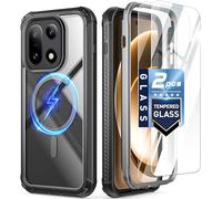 Poetic Guardian Coque pour OnePlus 15 5G, compatible MagSafe, 2 protections d'écran en verre trempé, fonctionne avec identification d'empreintes digitales, coque intégrale résistante aux chocs, noir