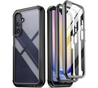 Poetic Guardian Coque pour Samsung Galaxy A25 5G, [2 Cadres Avant] [testé Contre Les Chutes de qualité mil] Coque Hybride intégrale Antichoc avec Protecteur d'écran intégré, Noir/Transparent