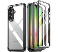Poetic Guardian Coque pour Samsung Galaxy A56 5G, [2 cadres avant] [testé contre les chutes de 6,1 m, de qualité mil] Coque hybride intégrale antichoc avec protecteur d'écran intégré, noir/transparent