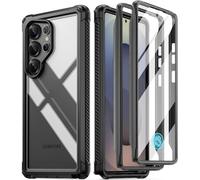 Poetic Guardian Coque rigide/antichoc, pour Samsung Galaxy S25 Ultra 5G 6.9", testée contre les chutes de 6 m, qualité militaire, compatible avec ID par empreintes digitales, Noir/Transparent