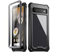 Poetic Guardian Coque testée Contre Les Chutes de 1,8 m pour Pixel 6A 5G - Protection d'écran intégrée, Hybride Antichoc, Noir/Transparent