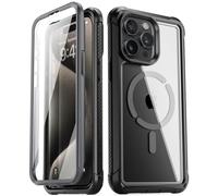POETIC Guardian MagPro Coque de Protection Compatible avec iPhone 15 Pro 6,1", Compatible avec MagSafe, Hybride, résistant aux Chocs, avec Protection d'écran intégrée, Noir/Transparent