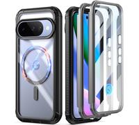 Poetic Guardian MagPro Coque pour Google Pixel 10/10 Pro 5G, Compatible avec MagSafe et Fingerprint ID, 2 Cadres Avant, Coque Transparente Antichoc avec Protecteur d'écran intégré, Noir/Transparent