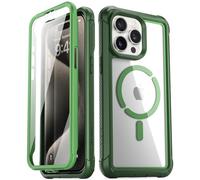 Poetic Guardian MagPro Coque pour iPhone 15 Pro 6,1", [compatible avec MagSafe] [testé contre les chutes de 6 m), coque intégrale antichoc avec protecteur d'écran intégré, vert/transparent