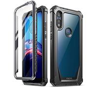 Poetic Guardian Series Coque intégrale hybride antichoc pour Moto E 2020 avec film protecteur d'écran intégré Noir/transparent