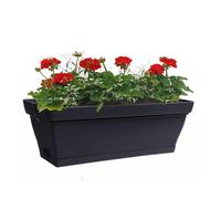 POETIC-Jardinière en plastique anthracite avec soucoupe clipsée et support Eda Poetic Roméo - 49 x 28 x 19 cm