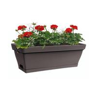 POETIC-Jardinière en plastique taupe avec soucoupe clipsée et support Eda Poetic Roméo - 49 x 28 x 19 cm