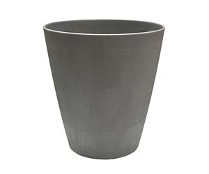 Poétic - Pot Rond - Pot d'intérieur - Bouchon trop Plein - en Plastique Robuste - Garanti 5 Ans - 7 L - 23,7 x H25,8 cm - Coloris Ciment