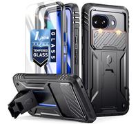 Poetic Revolution Étui pour Google Pixel 10A, couvercle de caméra coulissant, protection d'écran en verre trempé, test de chute militaire, coque intégrale résistante aux chocs avec support intégré