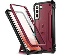 Poetic Revolution Coque pour Galaxy S22 Plus avec Protecteur d'écran intégré, Coque de Protection intégrale Robuste et résistante aux Chocs avec béquille pour S22+ Plus 5G 6,6", Rouge Bordeaux