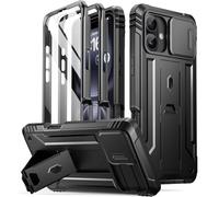Poetic Revolution Coque pour iPhone 16 6,1", Coque intégrale Robuste de qualité Militaire avec béquille et Protection d'écran intégrée, Noir