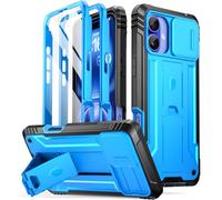 Poetic Revolution Coque pour iPhone 16 Plus 6,7", coque intégrale robuste de qualité militaire avec béquille et protection d'écran intégrée, bleu clair