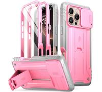 Poetic Revolution Coque pour iPhone 16 Pro Max 6,9", Coque intégrale Robuste de qualité Militaire avec béquille et Protection d'écran intégrée, Rose
