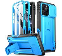 Poetic Revolution Coque pour iPhone 16 Pro Max 6,9", Coque intégrale Robuste de qualité Militaire avec béquille et Protection d'écran intégrée, Bleu Clair