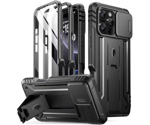 Poetic Revolution Coque pour iPhone 16 Pro Max 6,9", Robuste, résistante aux Chocs, de qualité Militaire, avec Support et Protection d'écran intégrée, Noir