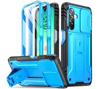 Poetic Revolution Coque pour Samsung Galaxy A26 5G, protection coulissante objectif, résistante chutes 6 m, robuste, protection intégrale, béquille, protection d'écran intégrée, bleu clair