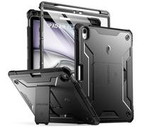 Poetic Revolution - Étui pour iPad Air 11" M3 2025/M2 2024, étui Robuste intégral avec Protecteur d'écran intégré et Porte-Crayon pour iPad Air 7e/6e/5e/4e génération (2025/2024/2022/2020), Noir