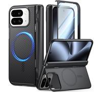 Poetic Revolution Flex Coque pour Google Pixel 10 Pro Fold, béquille pliable cachée, protection de charnière, compatible avec MagSafe, coque antichoc avec protecteur d'écran intégré, noir