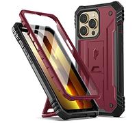 Poetic Revolution Series Coque Compatible avec iPhone 13 Pro 6,1" (Version 2021), Coque de Protection intégrale Robuste et résistante aux Chocs avec béquille et Protecteur d'écran intégré, Rouge