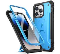 Poetic Revolution Series Coque Compatible avec iPhone 14 Pro 6,1" (Version 2022), Coque de Protection intégrale Robuste et résistante aux Chocs avec béquille et Protecteur d'écran intégré, Bleu Clair