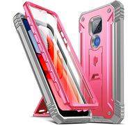 Poetic Revolution Series Coque de protection intégrale pour Moto G Play (2021) avec béquille et protection d'écran intégrée Rose
