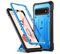 Poetic Revolution Series Coque pour Google Pixel 6 Pro Full Body robuste double couche antichoc avec béquille et protection d'écran intégrée Bleu