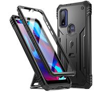 Poetic Revolution Series Coque pour Moto G Pure 6,5" (version 2021), coque de protection intégrale robuste double couche résistante aux chocs avec béquille et protection d'écran intégrée, noir