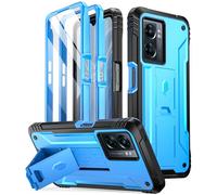 Poetic Revolution Series Coque pour Nord N300 5G, coque de protection intégrale robuste double couche antichoc avec béquille et protecteur d'écran intégré, bleu