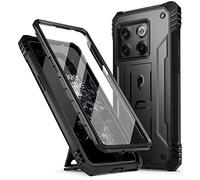 Poetic Série Revolution conçue pour OnePlus 10T, Coque de Protection intégrale Robuste Double Couche Antichoc avec béquille et Protection d'écran intégrée, Noir