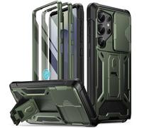 Poetic Spartan Coque pour Galaxy S25 Ultra 6,9", Protection d'écran Compatible avec Identification d'empreintes digitales, Robuste et résistante aux Chocs avec béquille, Vert métallisé