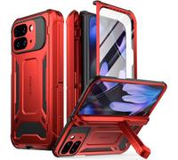 Poetic Spartan Coque pour Google Pixel 9 Pro Fold 5G, Protection de charnière, béquille, Protection de qualité mil, Coque de Protection intégrale Antichoc avec Protecteur d'écran intégré, Rouge